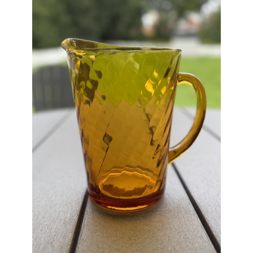 Vintage Hazel-Atlas Glass 2qt Pitcher Diamond Optic Pattern